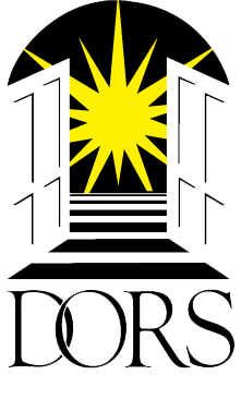 DORS logo depicting doors opening on the right and left and a light emanating from the now-open entry.